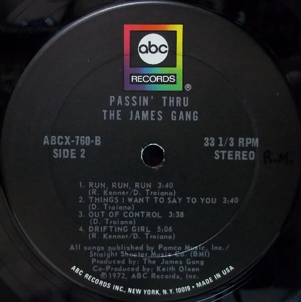 James Gang - Passin' Thru (LP, Album, Ter) (Very Good Plus (VG+)) - Image 4