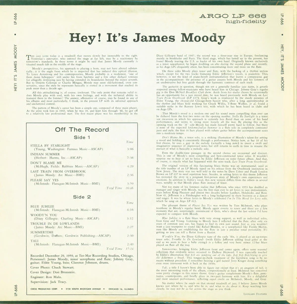 James Moody - Hey! It's James Moody (LP, Album) (Very Good Plus (VG+)) - Image 2