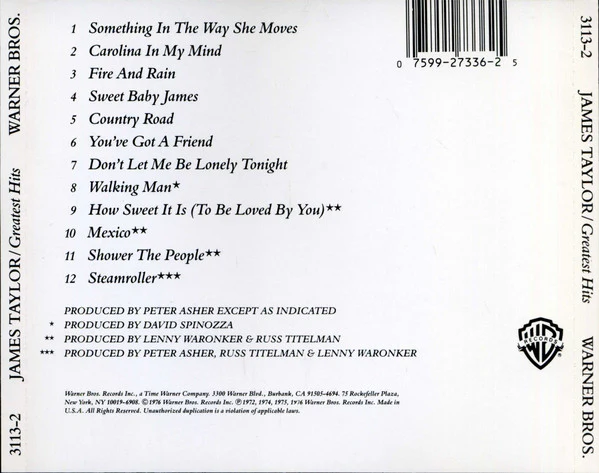James Taylor - Greatest Hits (CD, Comp, RE) (Very Good Plus (VG+)) - Image 3