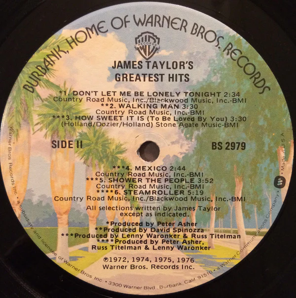 James Taylor  - James Taylor's Greatest Hits (LP, Comp, Win) (Near Mint (NM or M-)) - Image 4