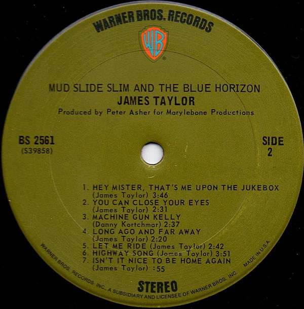 James Taylor  - Mud Slide Slim And The Blue Horizon (LP, Album, Pit) (Very Good (VG)) - Image 4