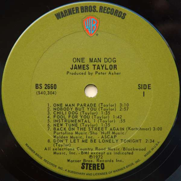 James Taylor - One Man Dog (LP, Album, Ter) (Very Good Plus (VG+)) - Image 3