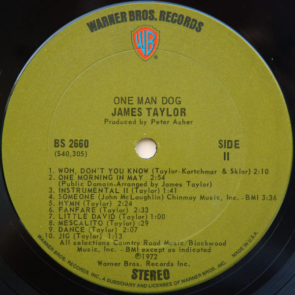 James Taylor - One Man Dog (LP, Album, Ter) (Very Good Plus (VG+)) - Image 4