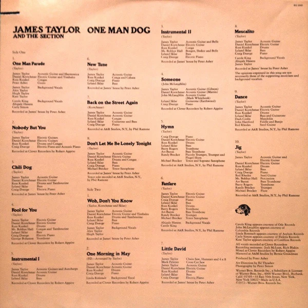 James Taylor  - One Man Dog (LP, Album) (Very Good Plus (VG+)) - Image 5