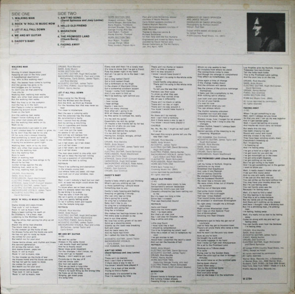 James Taylor  - Walking Man (LP, Album, Ind) (Very Good Plus (VG+)) - Image 2