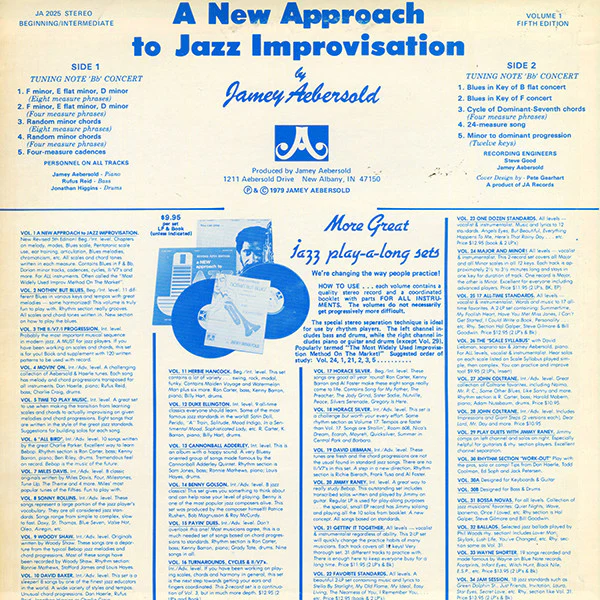 Jamey Aebersold - A New Approach To Jazz Improvisation (LP) (Very Good Plus (VG+)) - Image 2