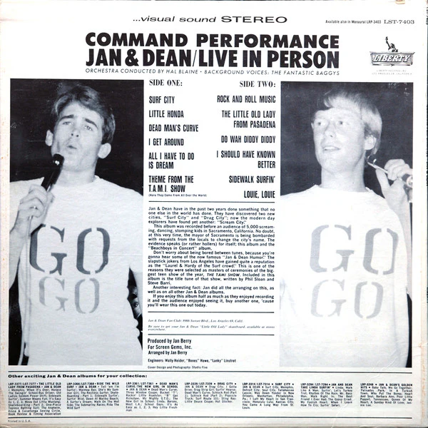 Jan & Dean - Command Performance/Live In Person (LP, Album, Roc) (Near Mint (NM or M-)) - Image 2