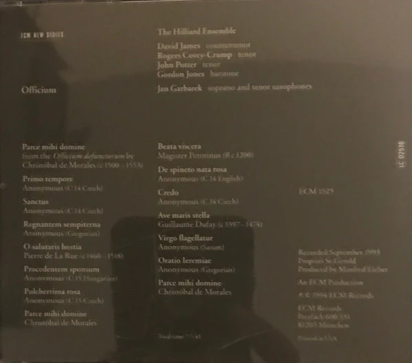 Jan Garbarek / The Hilliard Ensemble - Officium (CD, Album) (Near Mint (NM or M-)) - Image 4