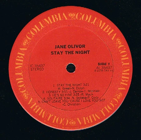 Jane Olivor - Stay The Night (LP, Album) (Very Good Plus (VG+)) - Image 2