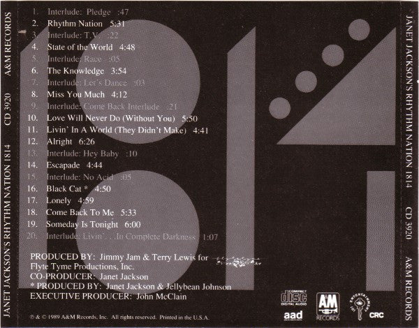 Janet Jackson - Rhythm Nation 1814 (CD, Album, Club) (Very Good Plus (VG+)) - Image 2