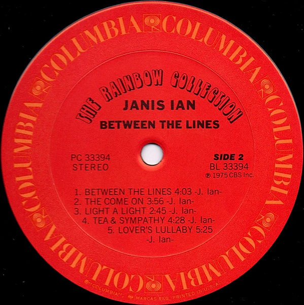 Janis Ian - Between The Lines (LP, Album, San) (Very Good (VG)) - Image 3
