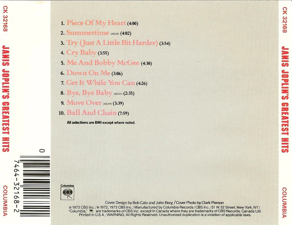 Janis Joplin - Janis Joplin's Greatest Hits (CD, Comp, RE, RP) (Very Good Plus (VG+)) - Image 2