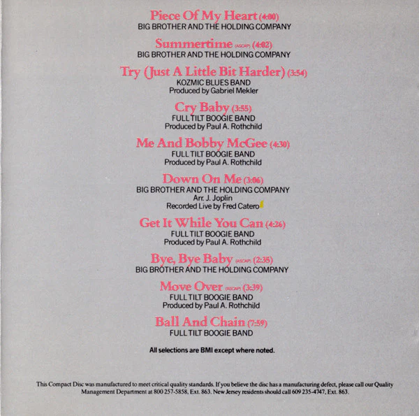 Janis Joplin - Janis Joplin's Greatest Hits (CD, Comp, RE, RP) (Very Good Plus (VG+)) - Image 4