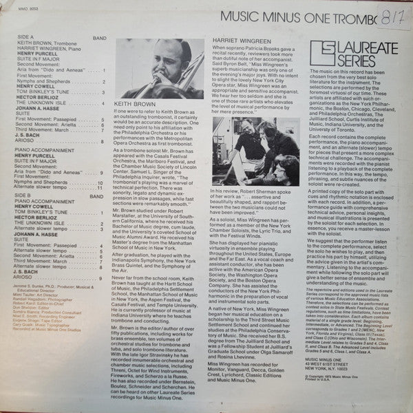 Jay Friedman, Harriet Wingreen - Music For Trombone & Piano (12") (Near Mint (NM or M-)) - Image 2