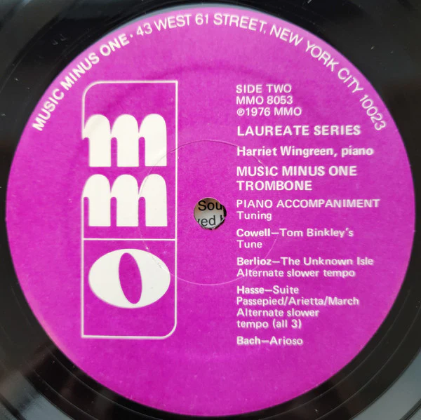 Jay Friedman, Harriet Wingreen - Music For Trombone & Piano (12") (Near Mint (NM or M-)) - Image 3