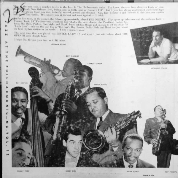 Jazz At The Philharmonic - Norman Granz' Jazz At The Philharmonic Vol. 12 (10") (Very Good (VG)) - Image 2