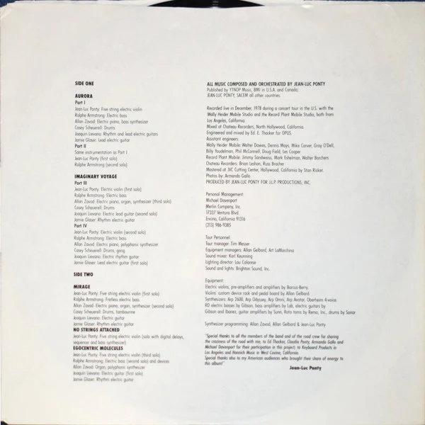 Jean-Luc Ponty - Live (LP, Album, MO) (Very Good Plus (VG+)) - Image 3
