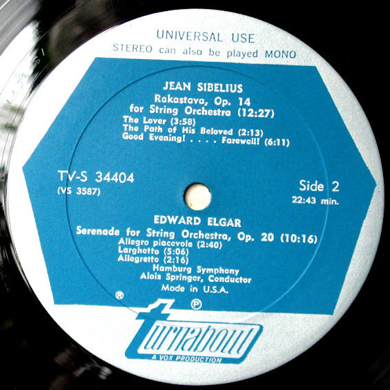 Jean Sibelius, Edvard Grieg, Sir Edward Elgar - Rakastava For String Orchestra / Holberg Suite For String Orchestra / Serenade For String Orchestra (LP, Dol) (Near Mint (NM or M-)) - Image 4