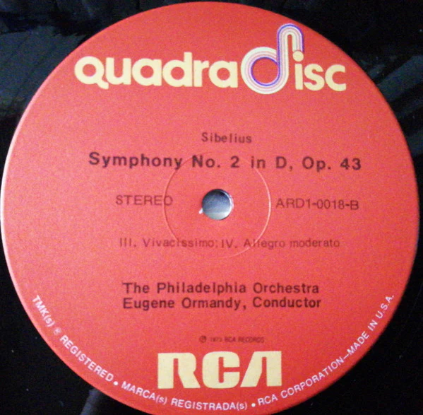 Jean Sibelius - Eugene Ormandy, The Philadelphia Orchestra - Symphony No. 2 (LP, Quad) (Very Good (VG)) - Image 4