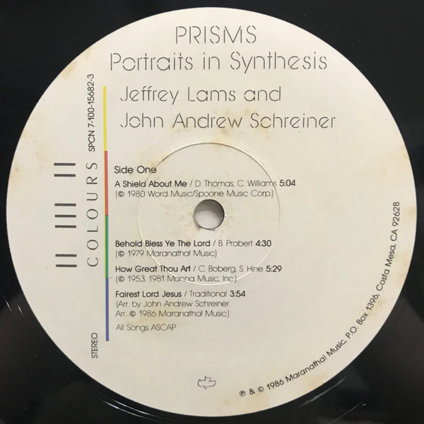 Jeff Lams And John Andrew Schreiner - Prisms (Portraits In Synthesis) (LP, Album) (Very Good Plus (VG+)) - Image 3