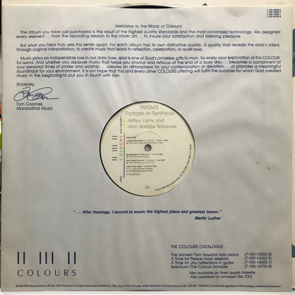 Jeff Lams And John Andrew Schreiner - Prisms (Portraits In Synthesis) (LP, Album) (Very Good Plus (VG+)) - Image 5