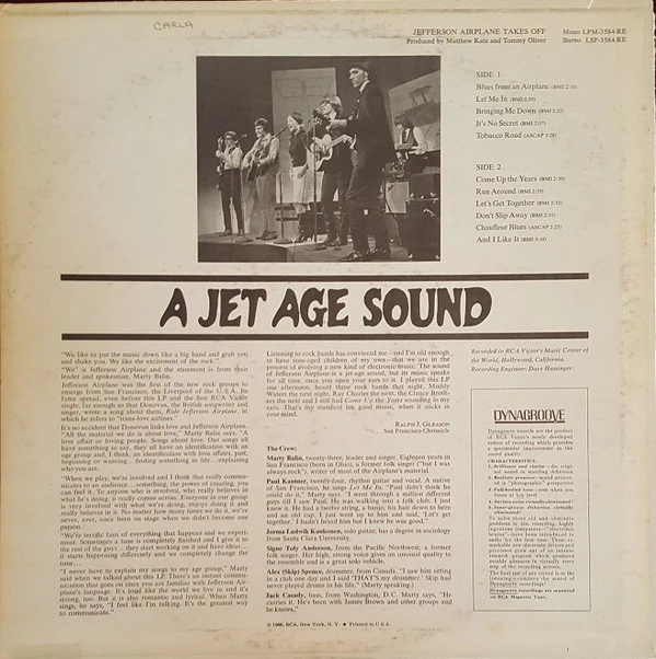 Jefferson Airplane - Jefferson Airplane Takes Off (LP, Album, 3rd) (Very Good Plus (VG+)) - Image 2
