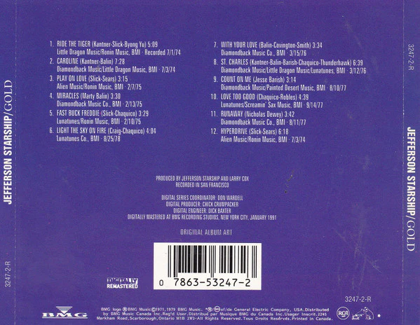 Jefferson Starship - Gold (CD, Comp) (Very Good Plus (VG+)) - Image 2
