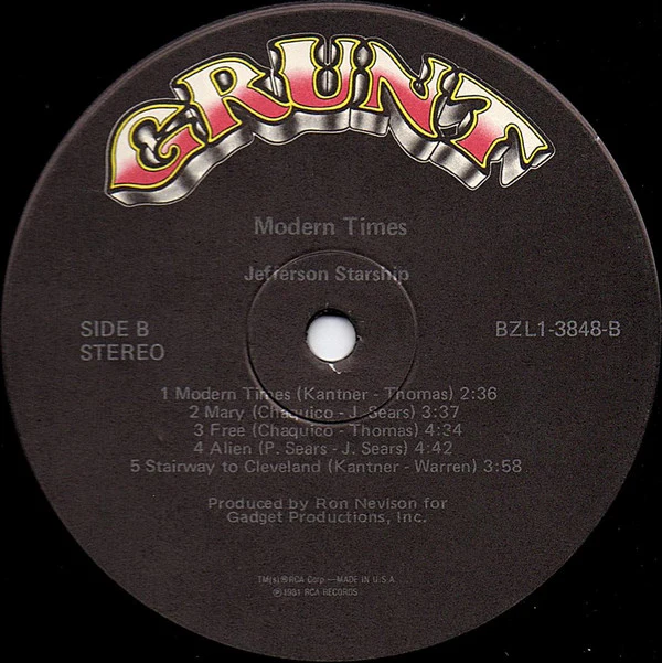 Jefferson Starship - Modern Times (LP, Album, Ind) (Very Good Plus (VG+)) - Image 4
