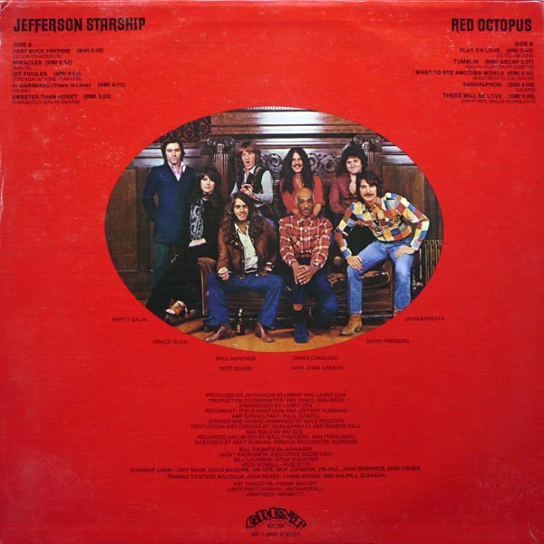 Jefferson Starship - Red Octopus (LP, Album, Ind) (Very Good (VG)) - Image 2