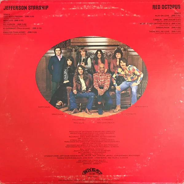 Jefferson Starship - Red Octopus (LP, Album, Quad) (Very Good (VG)) - Image 2