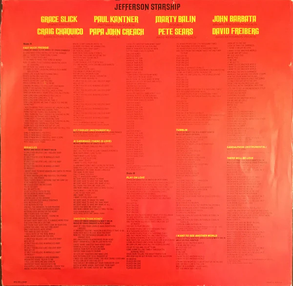 Jefferson Starship - Red Octopus (LP, Album, Quad) (Very Good (VG)) - Image 3