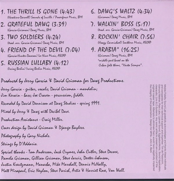 Jerry Garcia / David Grisman - Jerry Garcia / David Grisman (CD, Album) (Near Mint (NM or M-)) - Image 4
