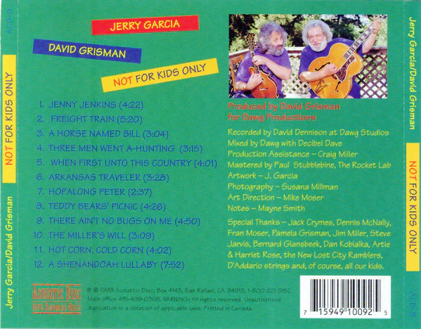 Jerry Garcia / David Grisman - Not For Kids Only (CD, Album, RE) (Very Good Plus (VG+)) - Image 2