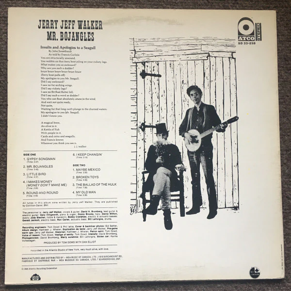 Jerry Jeff Walker - Mr. Bojangles (LP, Album, RE) (Very Good Plus (VG+)) - Image 2
