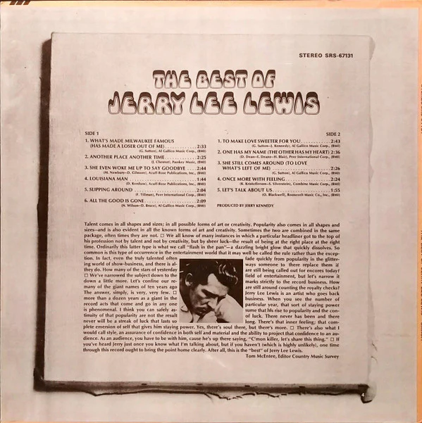 Jerry Lee Lewis - The Best Of Jerry Lee Lewis (LP, Comp) (Very Good (VG)) - Image 2