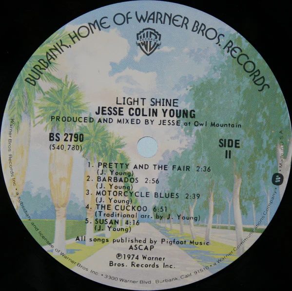 Jesse Colin Young - Light Shine (LP, Album, Jac) (Near Mint (NM or M-)) - Image 4