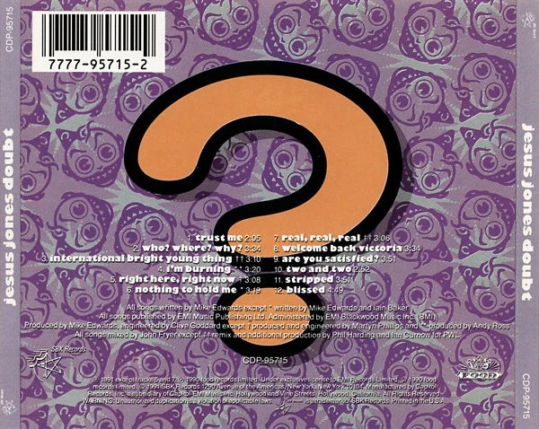 Jesus Jones - Doubt (CD, Album) (Very Good (VG)) - Image 2
