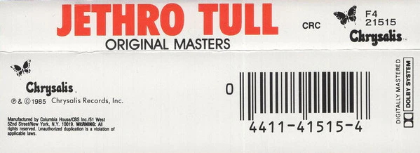 Jethro Tull - Original Masters (Cass, Comp, Club) (Near Mint (NM or M-)) - Image 2