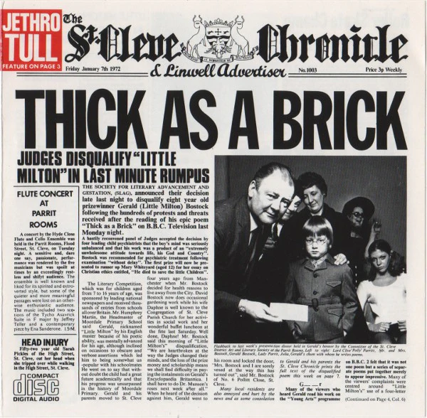Jethro Tull - Thick As A Brick (CD, Album, RE, Cap) (Very Good Plus (VG+))
