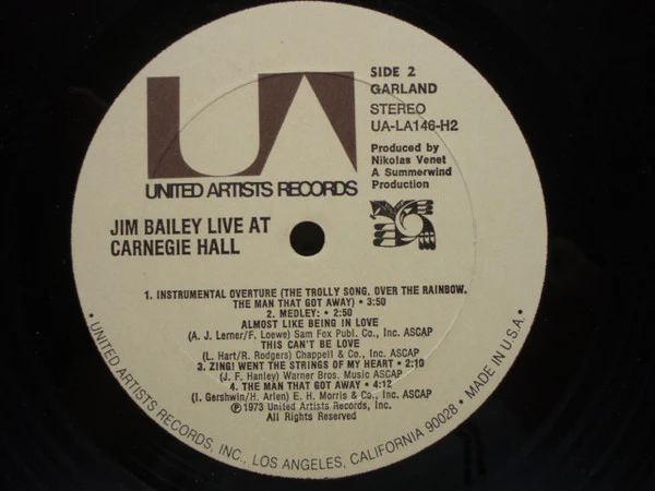 Jim Bailey - Live At Carnegie Hall (2xLP, Album) (Very Good Plus (VG+)) - Image 3