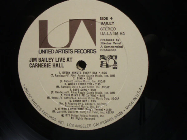 Jim Bailey - Live At Carnegie Hall (2xLP, Album) (Very Good Plus (VG+)) - Image 5