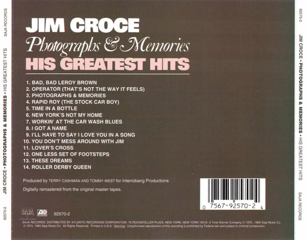 Jim Croce - Photographs & Memories: His Greatest Hits (CD, Comp, RE, RM, RP) (Near Mint (NM or M-)) - Image 3