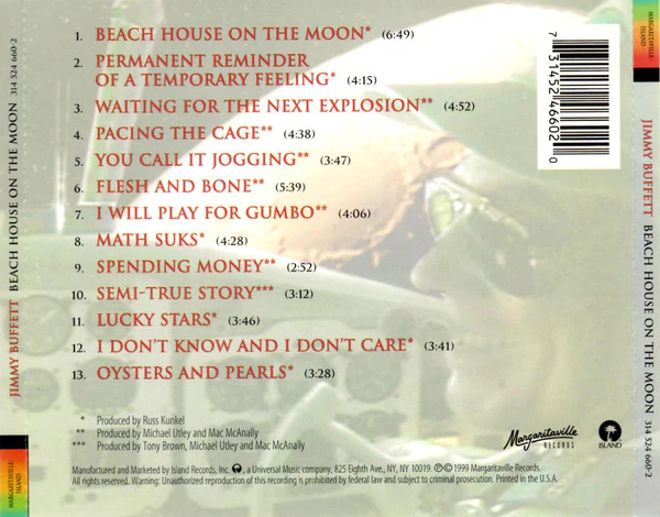 Jimmy Buffett - Beach House On The Moon (CD, Album, Enh) (Very Good (VG)) - Image 2