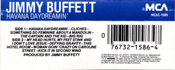 Jimmy Buffett - Havaña Daydreamin' (Cass, Album, RE) (Very Good Plus (VG+)) - Image 2