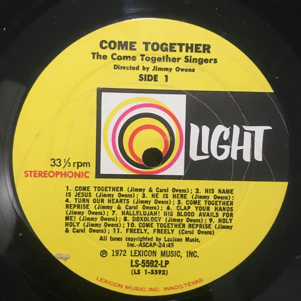 Jimmy & Carol Owens Featuring Pat Boone - Come Together (A Musical Experience In Love) (LP, Album) (Very Good Plus (VG+)) - Image 3