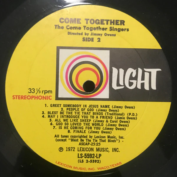 Jimmy & Carol Owens Featuring Pat Boone - Come Together (A Musical Experience In Love) (LP, Album) (Very Good Plus (VG+)) - Image 4