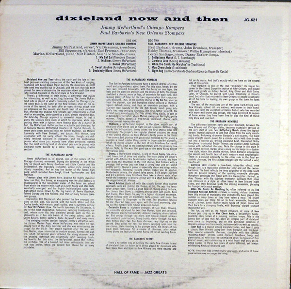 Jimmy McPartland's Chicago Rompers, Paul Barbarin's New Orleans Stompers - Dixieland Now & Then (LP, Comp) (Very Good Plus (VG+)) - Image 2