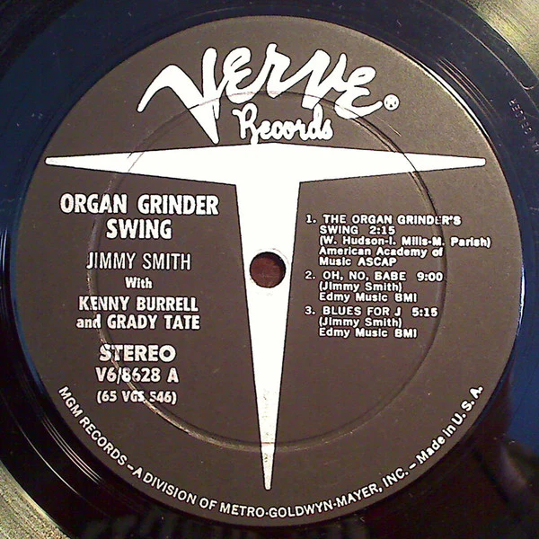 Jimmy Smith Featuring Kenny Burrell And Grady Tate - Organ Grinder Swing (LP, Album, Gat) (Very Good Plus (VG+)) - Image 5