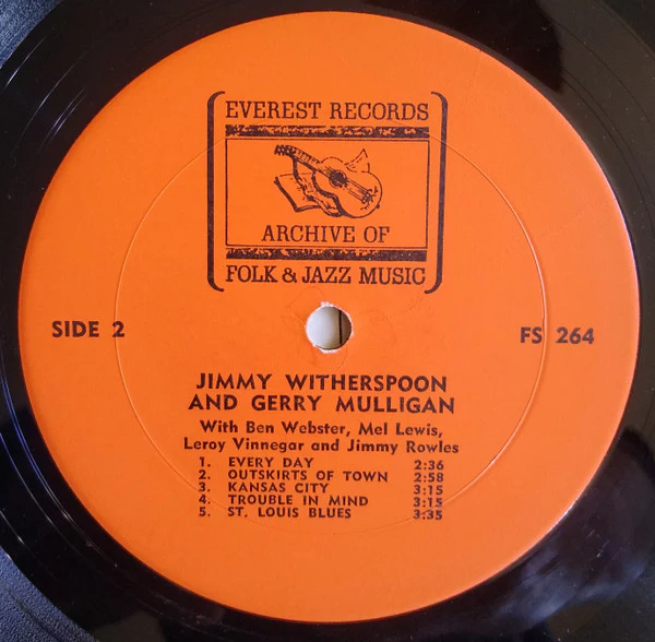 Jimmy Witherspoon & Gerry Mulligan - Jimmy Witherspoon & Gerry Mulligan (LP, Album, RE) (Very Good Plus (VG+)) - Image 4