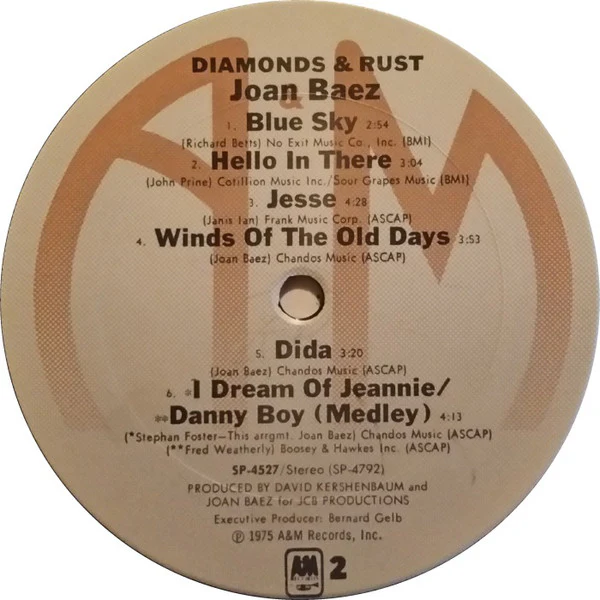 Joan Baez - Diamonds & Rust (LP, Album, Pit) (Very Good Plus (VG+)) - Image 4